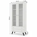 Ver imagem 3 de Cristaleira para Sala de Jantar com 2 Portas 2 Gavetas e Vidro Branco/Preto
