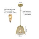 Ver imagem 2 de Kit Pendente Aramado P/ Mesa Balcão Bancada Gourmet Quarto com Led MBLED / Nordecor Teol Dourado 1 P
