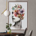 Ver imagem 3 de Quadro Decorativo Coleção Florais - Mulher Floral Cor:moldura Ype;título:50x75 com Vidro Acrílico