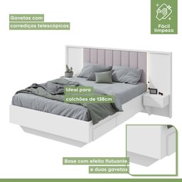 Cama Casal 140cm com Usb, Usb-c 2 Mesa de Cabeceiras Solaris - 6