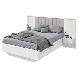 Cama Casal 140cm com Usb, Usb-c 2 Mesa de Cabeceiras Solaris - 3