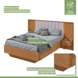 Cama Casal 140cm com Usb, Usb-c 2 Mesa de Cabeceiras Solaris - 6