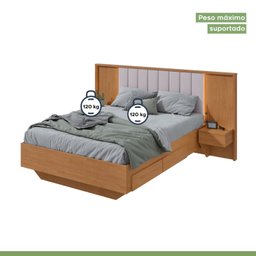 Cama Casal 140cm com Usb, Usb-c 2 Mesa de Cabeceiras Solaris - 9