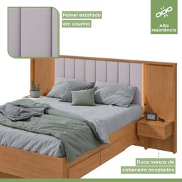 Cama Casal 140cm com Usb, Usb-c 2 Mesa de Cabeceiras Solaris - 8