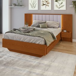 Cama Casal 140cm com Usb, Usb-c 2 Mesa de Cabeceiras Solaris - 2