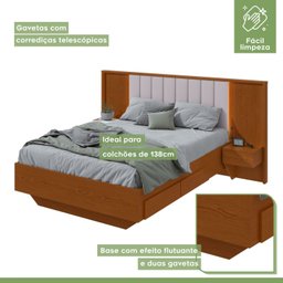 Cama Casal 140cm com Usb, Usb-c 2 Mesa de Cabeceiras Solaris - 6