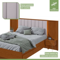 Cama Casal 140cm com Usb, Usb-c 2 Mesa de Cabeceiras Solaris - 8