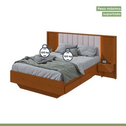 Cama Casal 140cm com Usb, Usb-c 2 Mesa de Cabeceiras Solaris - 9