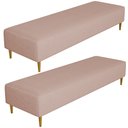 Ver imagem 1 de Kit 02 Puffs Decorativo Sala de Estar Bali W01 Pés Palito 190x60cm Linho Rosê - Lyam Decor