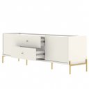 Ver imagem 4 de Rack para TV até 75 Polegadas MDF 182,5cm Carbono e Pintura Metalizada Jasper Branco