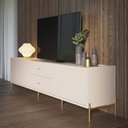 Ver imagem 1 de Rack para TV até 75 Polegadas MDF 182,5cm Carbono e Pintura Metalizada Jasper Branco