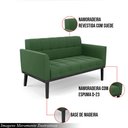 Ver imagem 3 de Poltrona Namoradeira Decorativa Karen Pés Fixo em Madeira Preto Suede Verde G19 - Gran Belo