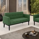 Ver imagem 2 de Poltrona Namoradeira Decorativa Karen Pés Fixo em Madeira Preto Suede Verde G19 - Gran Belo
