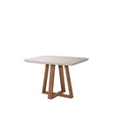 Ver imagem 3 de Mesa Bennett Retangular 115cm com Tampo de Vidro Branco/Marrom/Off White Fosco