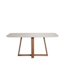Ver imagem 5 de Mesa Bennett Retangular 180cm com Tampo de Vidro Branco/Marrom/Off White Fosco