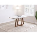 Ver imagem 6 de Mesa Bennett Retangular 180cm com Tampo de Vidro Branco/Marrom/Off White Fosco