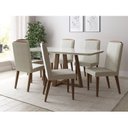 Ver imagem 2 de Mesa Bennett Retangular 180cm com Tampo de Vidro Branco/Marrom/Off White Fosco