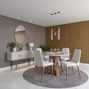 Ver imagem 4 de Mesa Bennett Redonda 115cm com Tampo de Vidro Branco/Marrom/Off White Fosco