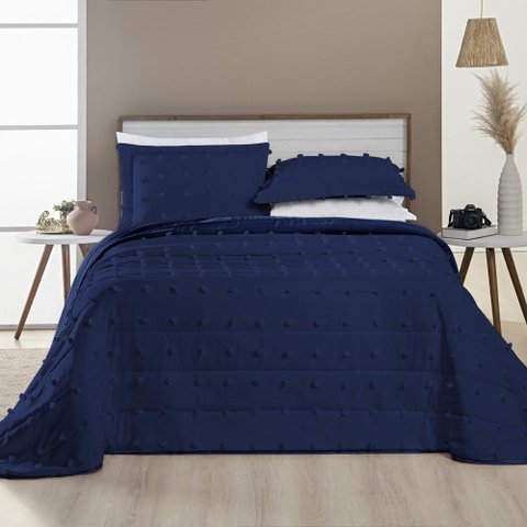Jogo King Size Istambul Colcha Poppy 03 Pecas Dupla Face 300 Fio Super Luxuosa:AZUL