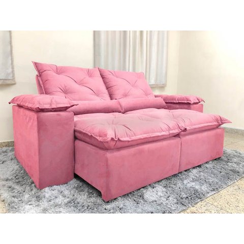 Sofá 3 e 4 Lugares Retrátil e Reclinável 2,30 Metros Alpoim Estofados Rose 607 Athenas