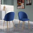 Ver imagem 3 de Cadeira para Sala de Jantar Escritório Estofada Madeira Maciça Ergonômica Ediane Azul/Mel