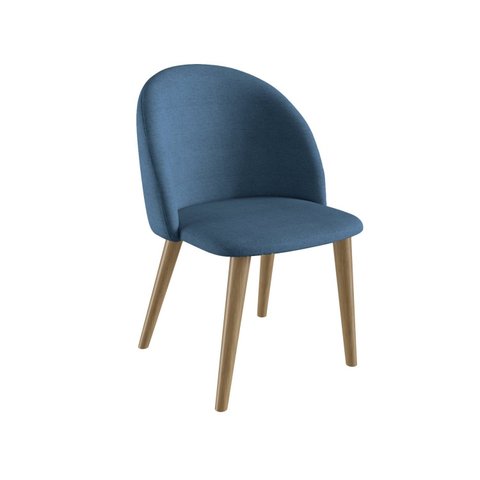 Cadeira para Sala de Jantar Escritório Estofada Madeira Maciça Ergonômica Ediane Azul/Mel