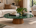 Ver imagem 1 de Mesa de Centro Éclat 100x60cm em Mármore Verde Guatemala - Freijó