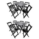 Ver imagem 1 de Kit 2 Conjuntos Mesa Dobrável Madeira 110x70 com 6 Cadeiras Personalizada Hei Preta - Cor: Preto