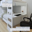 Ver imagem 7 de Beliche Solteiro com Escrivaninha e LED Cantos Arredondados Olga Branco