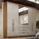Ver imagem 2 de Guarda Roupa Casal Giardino 6 Portas 4 Gavetas Amêndola/Nude Prime com Espelho e Pés - Demóbile