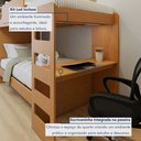 Ver imagem 7 de Beliche Solteiro com Escrivaninha e LED Cantos Arredondados Olga Marrom Amêndoa Clean
