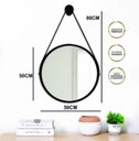Ver imagem 5 de Kit 2 Espelhos Redondo Decorativo Suspenso Alça 50cm + Suporte Marrom Alça Caramelo