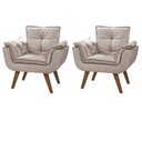 Ver imagem 1 de Kit 2 Poltrona Decorativa Gran Opala Suede Cappuccino para Sala de Estar Luxo Escritório Quarto