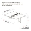 Ver imagem 3 de Complemento de Mesa Plataforma para Coworking para 2 Pessoas 110x140 110cm Industrial Grafito e Branco Cinza