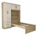 Ver imagem 4 de Guarda-roupa Solteiro Collonia 4 Portas 3 Gavetas Castanho/off White - Panorama Móveis