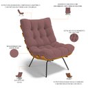 Ver imagem 5 de Poltrona Costela L02 com Puff Sala de Estar Suede Rosê - Lyam Decor