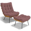 Ver imagem 1 de Poltrona Costela L02 com Puff Sala de Estar Suede Rosê - Lyam Decor