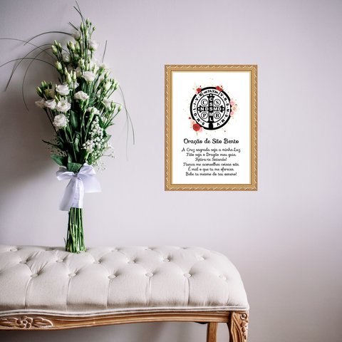 Quadro Moldura Dourada Pai Nosso Espiral 24x18cm:com Acetato