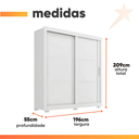 Ver imagem 4 de Guarda Roupas Casal 2 Portas de Correr 4 Gavetas Siena