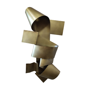 Decoração Escultura de Parede Abstrata em Aço Cor Dourada Exclusiva no Brasil  Para Sala Quarto Escr