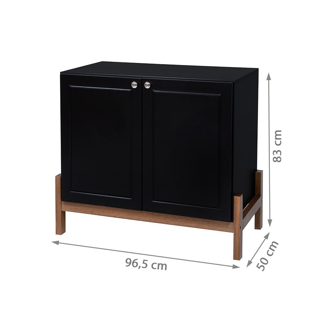 Balcão Buffet Tokio em Madeira Maciça e Mdf Natural/preto - 3