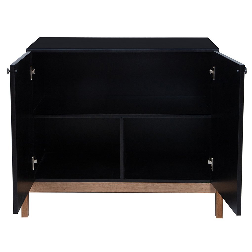 Balcão Buffet Tokio em Madeira Maciça e Mdf Natural/preto - 4