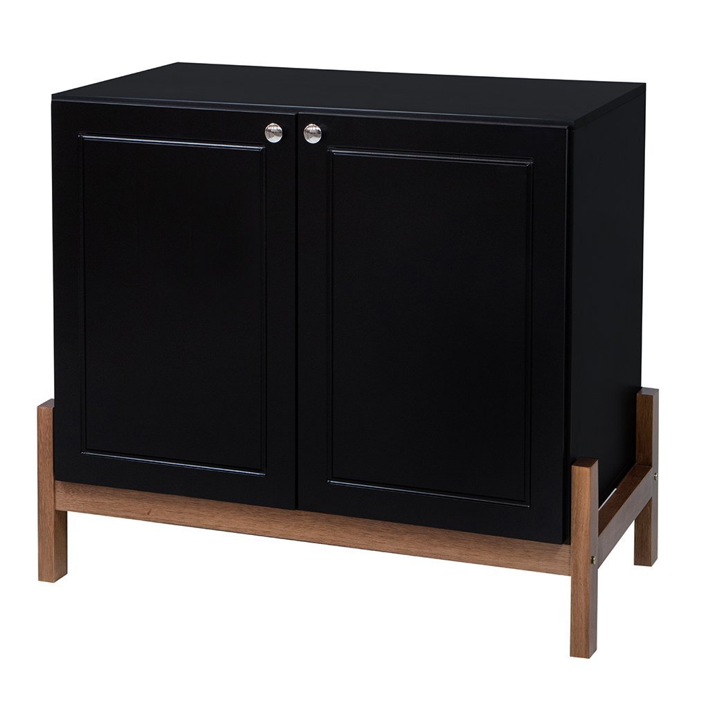 Balcão Buffet Tokio em Madeira Maciça e Mdf Natural/preto