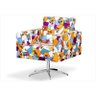 Poltrona Beatriz Giratória Decorativa para Recepção e Sala - Fratello - Retalho Estampado - 1