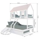 Ver imagem 4 de Treliche Casal/ Solteiro Casinha Bela com Kit Escada/Escorregador - Madeira Maciça Branco/Rosa/