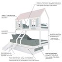 Ver imagem 5 de Treliche Casal/ Solteiro Casinha Bela com Kit Escada/Escorregador - Madeira Maciça Branco/Rosa/