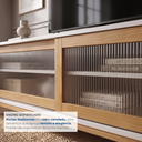 Ver imagem 7 de Rack para TV 65 Polegadas 182cm em Madeira Maciça/MDF e Vidro Canelado Mel/Off White
