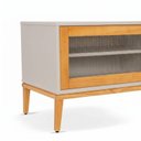 Ver imagem 6 de Rack para TV 65 Polegadas 182cm em Madeira Maciça/MDF e Vidro Canelado Mel/Off White