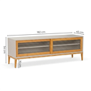 Ver imagem 3 de Rack para TV 65 Polegadas 182cm em Madeira Maciça/MDF e Vidro Canelado Mel/Off White