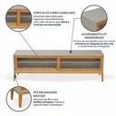 Ver imagem 5 de Rack para TV 65 Polegadas 182cm em Madeira Maciça/MDF e Vidro Canelado Mel/Off White